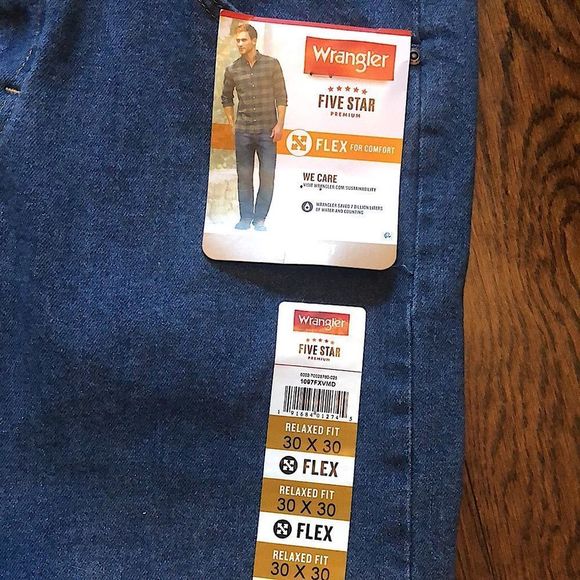 WRANGLER Men’s Relaxed Seat & Thigh Flex Fit Straight Leg Denim Jeans 30x30 NWT - Picture 3 of 10
